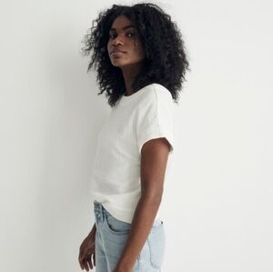 Madewell Double Gauze Popover Top Blouse White Size Medium